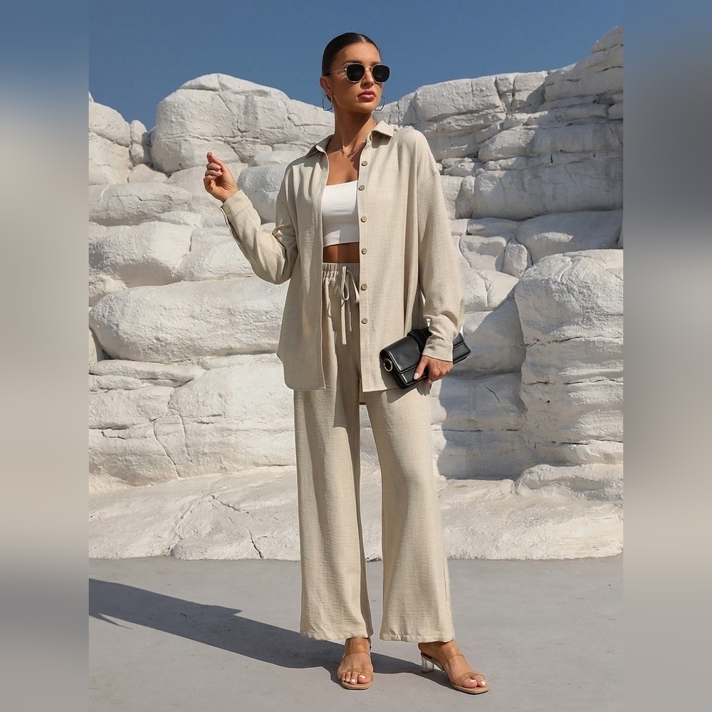 Women's Long Sleeve Shirt And Pants Set - Picture 2 of 8